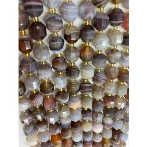 Persian gulf natural stone agate lantern beads cut face corner beads DIY crystal semi-finished accessories accessories 38 cm lon