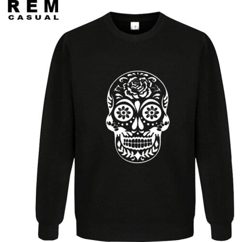New Mens Clothing Skull Flower Printing Cotton Cool Fashion Cheap MAle Hoodies, Sweatshirts