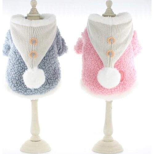 New Cute Hooded Dog Clothes Warm Comfortable Winter Pet Puppy Cat Winter Clothing Soft Sweet Dog Costume for Small Teddy Yorkie