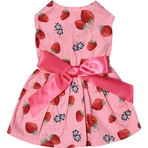 New Arrival Strawberry Patterns One-piece Puppy Dog Dress Pet Princess Dress Cute Pet Clothes for Party and Leisure1Pcs Shipping