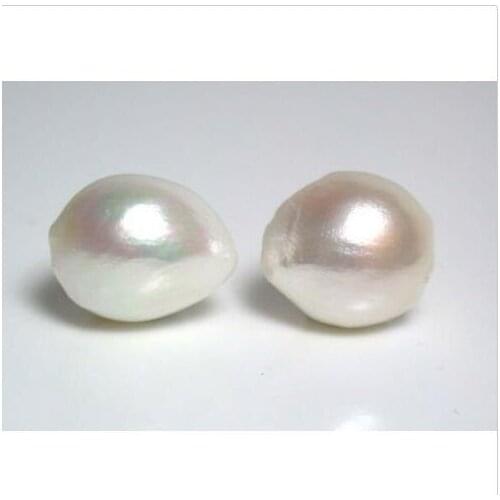 Charming AAA baroque 12-13mm south sea white pearl earring 14//k