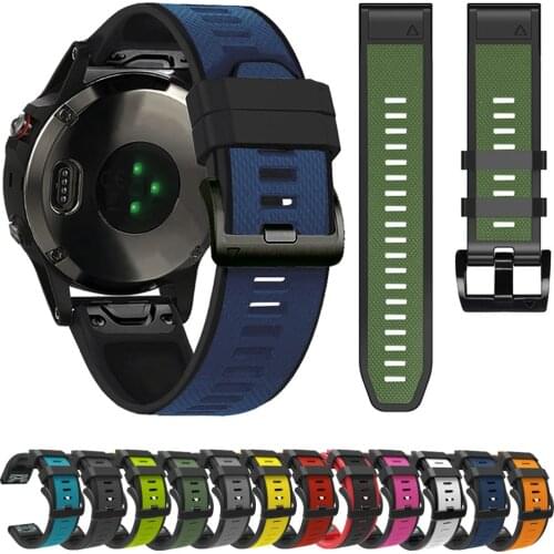 For Garmin Fenix 6 6X Pro 5X 5 Plus Watch Band Strap Forerunner 935 945 Quick Release Strap Double color Sport Silicone Bracelet