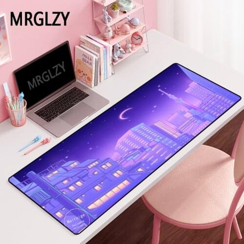 MRGLZY Pink Starry Moon Kawaii Mouse Pad Gamer DeskMat Large XXL Computer Gaming Peripheral Accessories MousePads Mat for Csgo