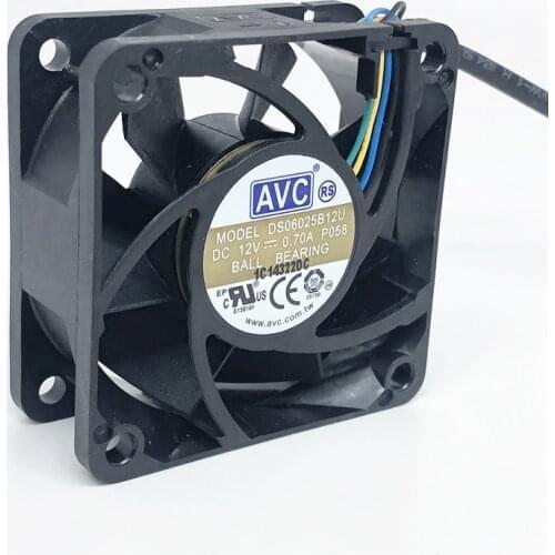 Ball Bearing AVC DS06025B12U 12V 0.7A 6025 60MM 60x60x25MM CPU fan computer case Cooling fan with 4pin PWM