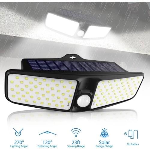 2PC 100LED Solar Light Powered Sunlight Waterproof Motion Sensor Wall Lamp for Garden Stair Swimming Pool Garage Door Lighting