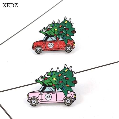 XEDZ New 23rd car carrying Christmas tree brooch fashion personality Christmas ornaments Christmas tree gifts with home badges d