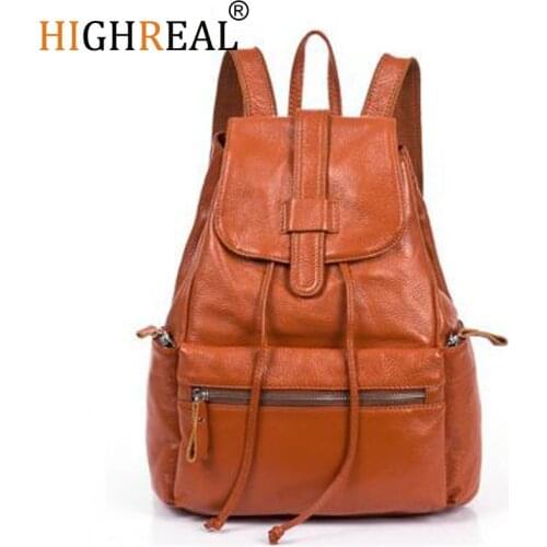 Women Backpacks Genuine Leather Brand Designer Cowhide Backpacks For Teenagers Girls School Bag Ladies Travel Bag Mochilas Black