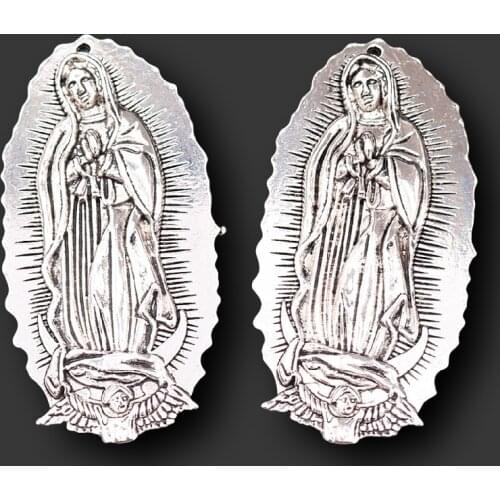 1pcs Extra Large One Side Virgin Mary Pendants, Lady Guadalupe Charms,Rreligious Necklace Charms, DIY Metal Jewelry Making A334