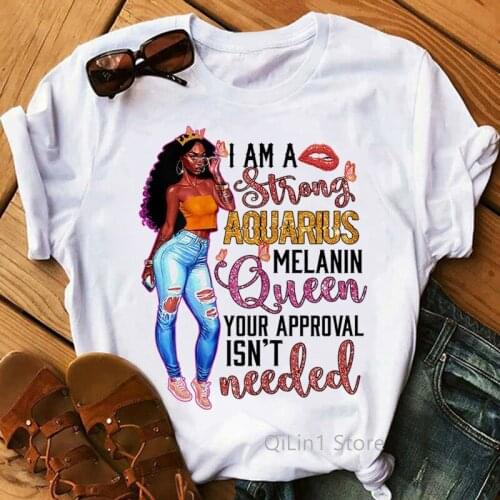 2021 Summer Queen Melanin Harajuku Ulzzang Kawaii 90s Short Sleeves Clothes Women Lips African Tops T Shirt Black Girl T-Shirt