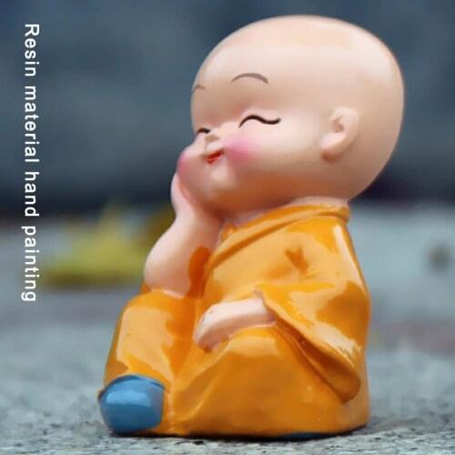 4pcs Cute Monk Figurines Small Resin Statue Wise Kung Fu Creative Craft Ornament For Home Office Car Interior Display Decoration