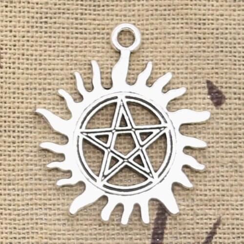 5pcs Charms sun star of David hexagram 34x31mm Antique Silver Color Pendants Making DIY Handmade Tibetan Finding Jewelry