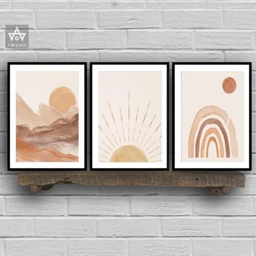 Modern Abstract Sun Boho Style Gallery Canvas Painting Poster and Print Mountain Wall Art Pictures Posters Living Room Home
