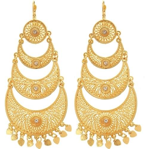 Algeria Cafetn Wedding Gold Earring Fashion Jewelry Moon Alloy Earrings