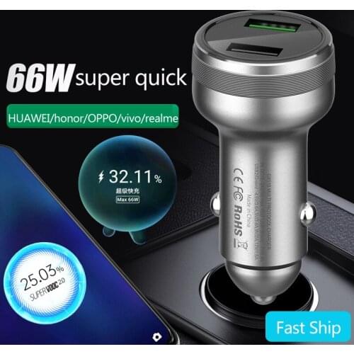 66W Super Flash Charging Car Charger For HUAWEI MATE40/PRO/PRO+ NOVA8 PRO/SE honor V40 OPPO vivo Realme FCP SCP SUPERVOOC2.0