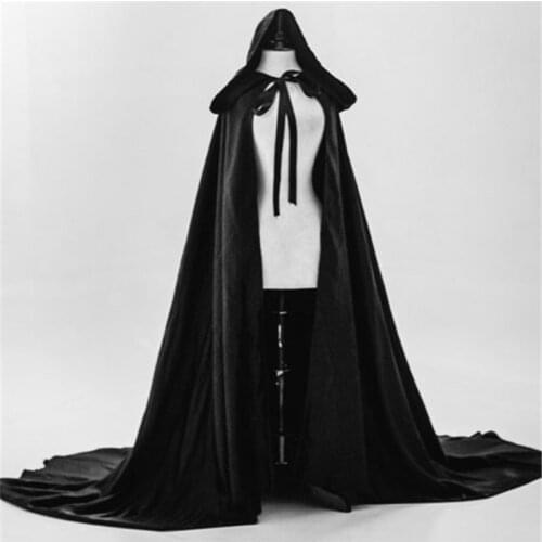 Black Cloak Satin Cape with Large Hood
