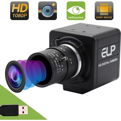 Full HD 1080P Digital usb camera H.264 30fps UVC Android Linux Windows Mac 2.8-12mm zoom varifocus lens Sony IMX322 box camera