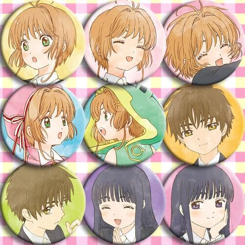 COSSUN cartoon badge 58 mm transparent card Card Captor LI SYAORAN Sakura Metal badges Brooch Pins acrylic anime characters