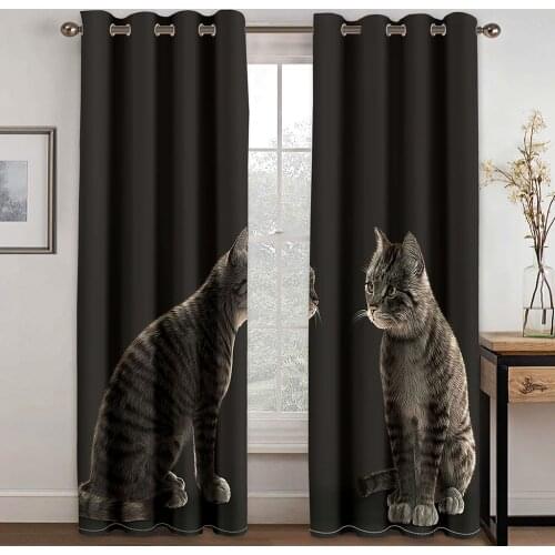 Home Living Room Shading Decoration Curtain Home Textile Decoration Bedroom Curtains Kitten Pattern 3D Printing