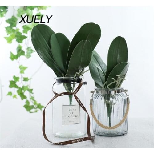Artificial plants PU phalaenopsis leaves fake orchid leaves with roots wedding home living room decoration Flower arrangement
