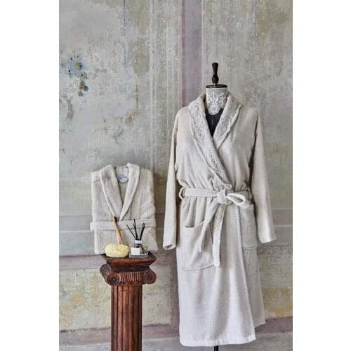 Karaca Home Valeria Royal Lace Gold Bathrobe Set 3 Pieces