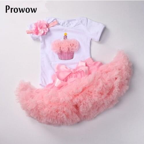 6-24M Baby Girls Tutu Clothes Set White Bodysuit Pettiskirt Birthday Outfits Infant 1st Party With Headband Suit for Baby Girls