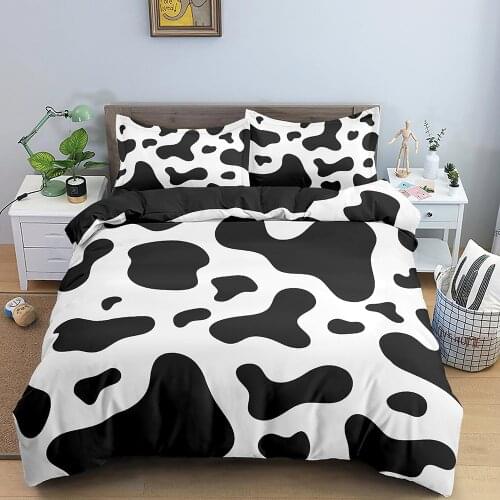 Cute Cow Speckle 3D Bedding Sets Duvet Cover Sets Bed Linen Bedclothes Twin Queen King Size Bedroom For Kids Comforter White