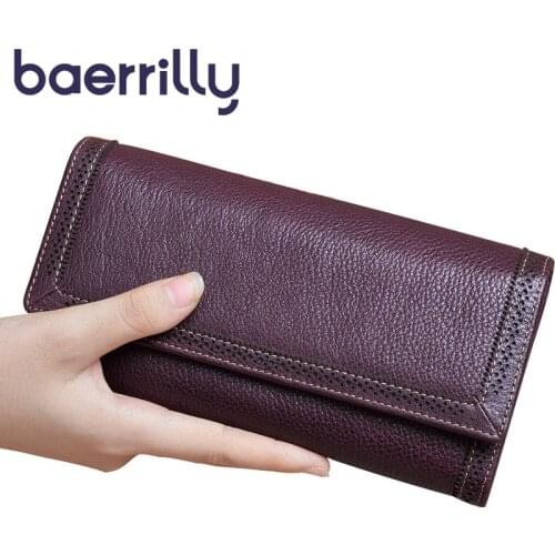 Genuine Leather Wallet Hollowing Out Women Wallets Coin Purse Zipper Long Money Pocket Clutch Bags Fashion Card Holder Carteira