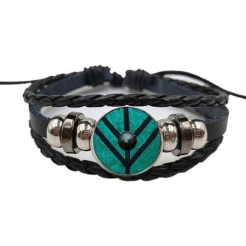 Vikings Leather bracelet The shield of Lagertha bracelet leather chain male jewelry Cothic bracelets amulet man best friends