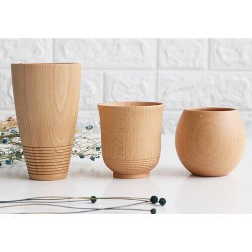 Creative new wooden water cup with simple beech glass