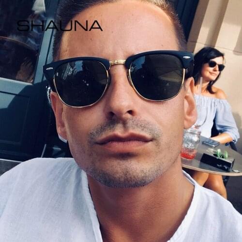 SHAUNA Fashion Men Polarized Classic Pilot Sunglasses Retro Vintage Women Square Mirror Lens Sun Glasses Driving Anti-UV Shade