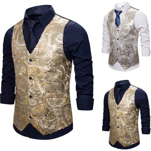 Mens brand new creative pure color fashion personality business casual business vest wedding best man stage singer men vest