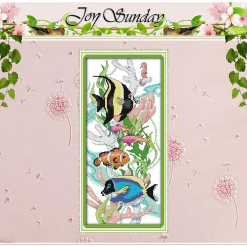 Tropical Fish (3) Patterns Counted Cross Stitch 11 14CT Cross Stitch Set wholesale Animal Cross-Stitch Kit Embroidery Needlework