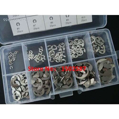 200pcs M1.5 to M10 E Clip Washer Assortment Kits Stainless steel 1.5 2 3 4 5 6 7 8 9 10mm Circlip Retaining Ring Washers Gasket