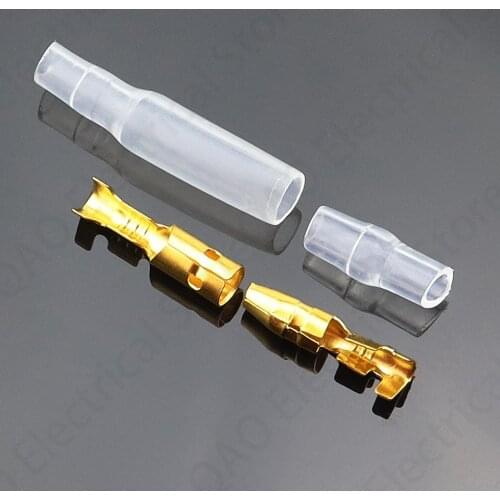 50sets=200pcs 4.0 bullet terminal car electrical wire connector diameter 4mm pin set Female + Male + Case Cold press terminal