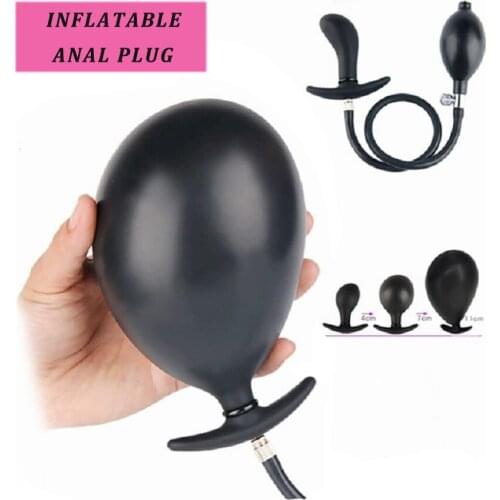 Inflatable Silicon Huge Big Anal Plug Dildo Tail Plug Pump Anal Dilator Expandable Prostate Butt Plug Anal Balls Sex Toys