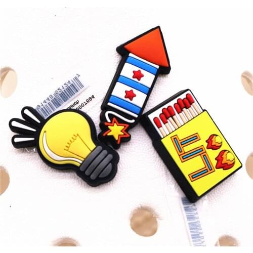 Novelty Cartoon Rocket Shoe Charms Accessories Match Bulb Good Idea Shoe Buckle Decoration for croc jibz Kids X-mas Party Gifts