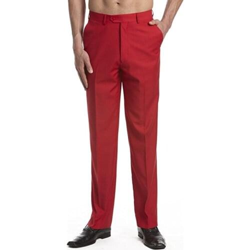 New Arrival Custom Made Mens Dress Pants Trousers Flat Front Slacks Solid RED Color Men Suit Pants.A1