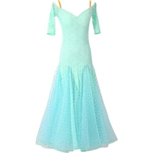 New green ballroom waltz modern dance dress ballroom dance competition dresses standard ballroom dancing clothes tango dress