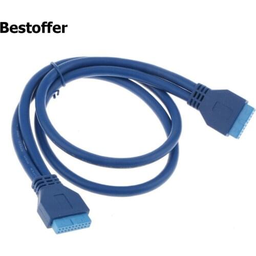 Wholesale 10 Pieces USB3.0 20 Pin Extension Cable Female to Female Extension Adapter Motherboard 0.5M