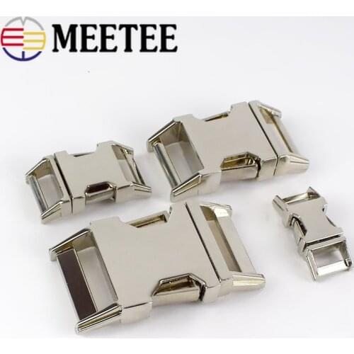 Meetee 2pc 10/15/20/25mm Metal Quick Side Release Curved Buckle Pet Dog Collar DIY Bag Webbing Paracord Bracelet Accessory BF035
