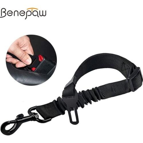 Benepaw Adjustable Pet Car Seat Belt Heavy Duty Elastic Vehicle Travel Dog Safety Belt Compatible With Any Pet Harness