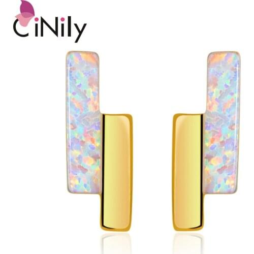 CiNily Geometric shape White Opal 925 Sterling Silver Stud Earrings for Party Anniversary Gift Fine Jewelry Earring OH4773