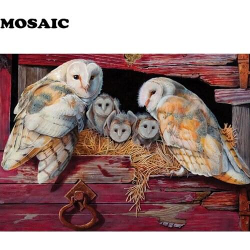 Owl Family Full square Drill New Needlework 5D Diy Diamond Painting Cross Stitch Embroidery Of Rhinestones Decoration Gift