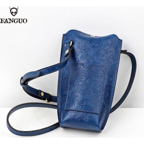 100% Cow Leather Phone Bag For Ladies Handmade Crossbody Bags Handbags Card Holders Purses Bag Women Shoulder Bags