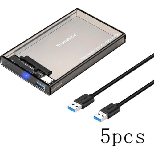 Tccmebius 5 pcs USB 3.0 to SATAHard Drive Enclosure, maximum capacity is 2TB, support UASP and automatic sleep function