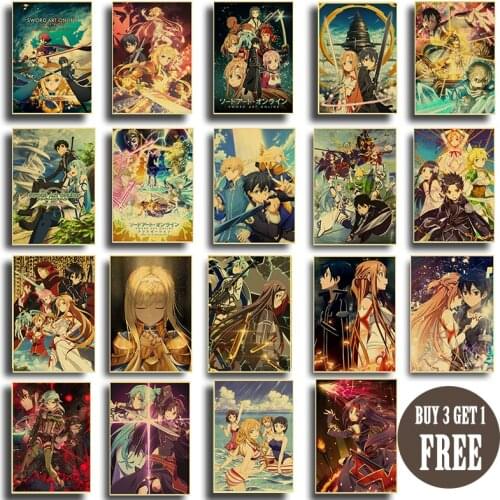 Vintage Posters Sword Art Online Wall Home Decoration Retro Poster Wall Painting Home Room Vintage Art Wall Posters