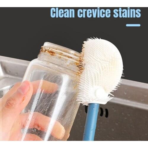 360 Degree Rotation Silicone Bottle Brush Baby Pacifier Cup Nipple Cleaning Brushes Set Handheld Soft Head Food Grade Watering