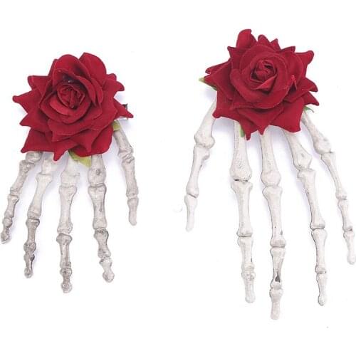 Halloween Decoration Rose Skeleton Ghost Hand Claw Hairpin For Women Vintage Hair Pins 2021 Hair Accessories Halloween Gifts