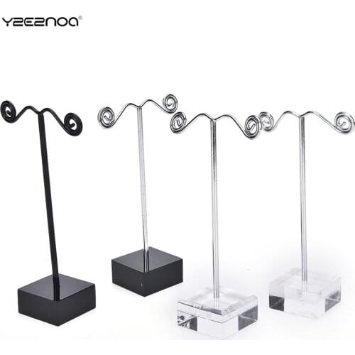 1Pc Crylic Earring Jewelry Display Rack Metal Earring Stud Necklace Organizer Ornament T Bar Hanger Showcase Holder Stand