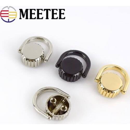 10pcs Meetee 15mm Metal Bag Hanging Buckle D Ring Chain Hook Rivet Side Clasp Screw Buckle DIY Luggage Part Hardware Accessories